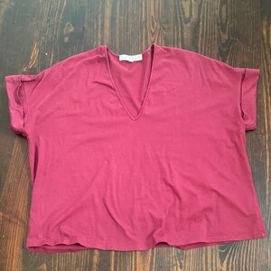 Women's V-Neck Top in Maroon by Karlie